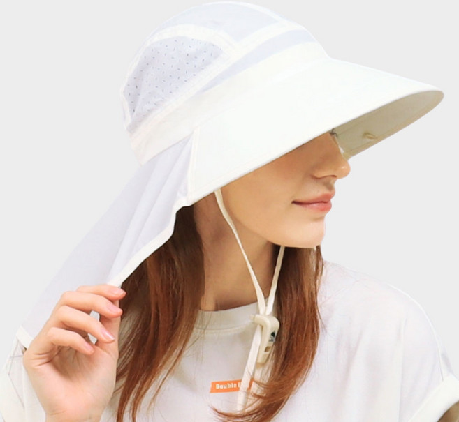 썬글레이드 성인용 UV 와이드 아쿠아 플랩캡, 아이보리, 1개