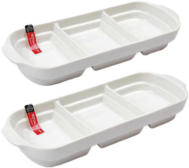 로얄보덴 세칸 나눔 접시 사각, 화이트, 2개