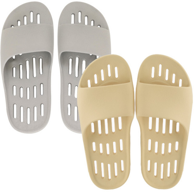 샤바스 국내산 부드러운 플랫 물빠짐 욕실화 2p, 샌드베이지 + 라이트그레이, 1세트