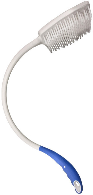 OO 生活輔具 彎柄洗背刷 特殊彎柄設計 握柄末端附有繩圈 可吊掛, 混和顏色, 1支, 1支