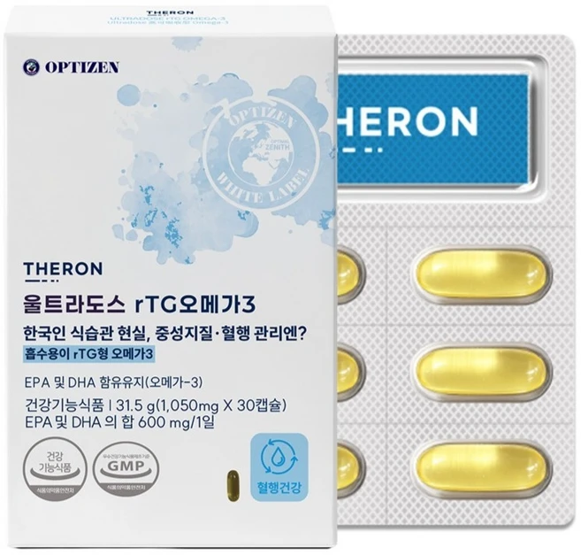 옵티젠 테론 울트라도스 rTG오메가3 31.5g, 1개, 30정 - 쿠팡