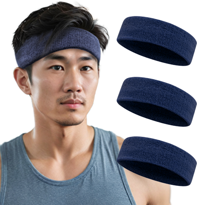 이그니스 스포츠 헤어밴드, 네이비, 3개