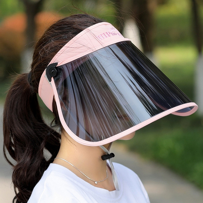 에이빅 여성 와이드 썬캡 투명 썬바이저, 핑크