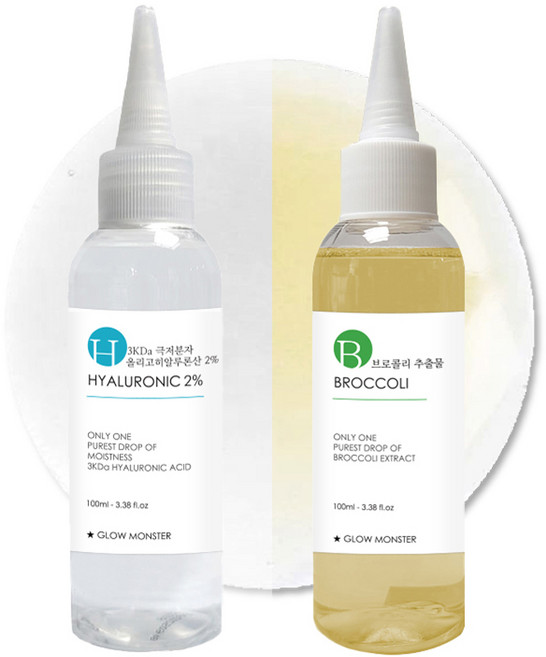 [비건뷰티] 글로우몬스터 브로콜리 추출물 100ml + 3Kda 올리고 히알루론산 2% 원액 100ml, 1개