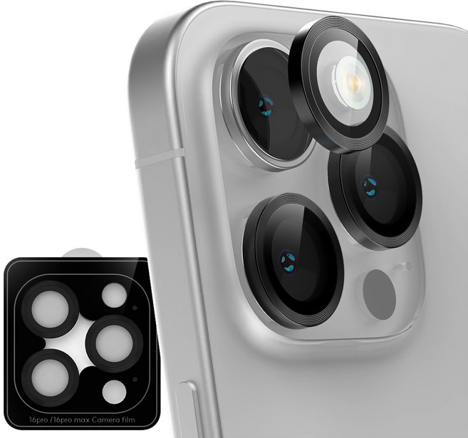 구스페리 메탈링 개별렌즈 휴대폰 카메라 강화유리 블랙, 1세트