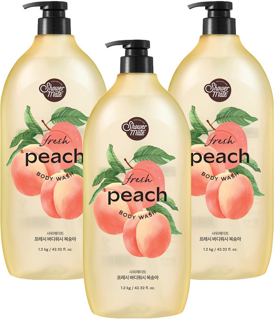 Shower mate 微風如沐果香沐浴乳 甜蜜桃, 1.2kg, 3瓶