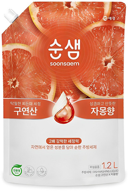 순샘 구연산 자몽향 주방세제, 1.2L, 1개