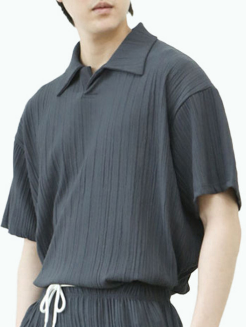 블루포스 남성용 디젤론 플리츠 반팔 카라 티셔츠