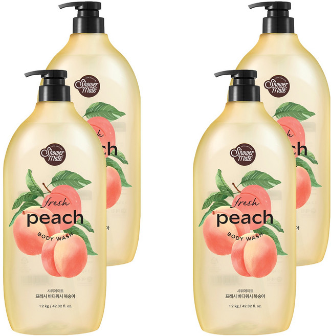 Shower mate 微風如沐果香沐浴乳 甜蜜桃, 1.2kg, 4瓶