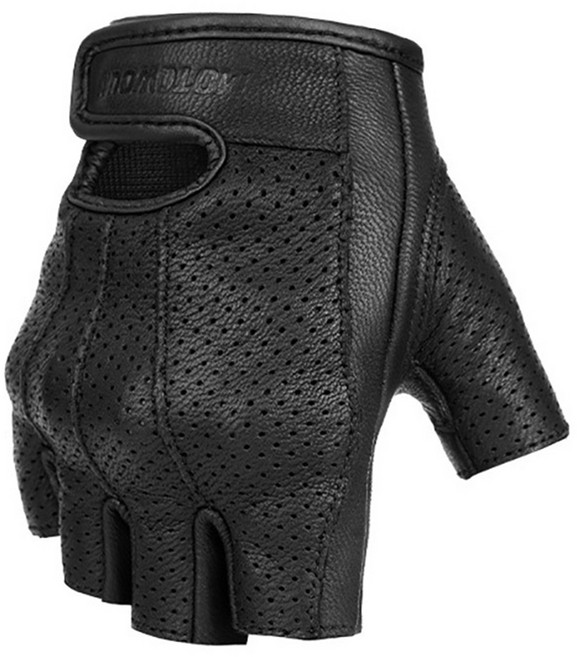 Motowolf 摩托车骑行真皮防摔手套, 黑色