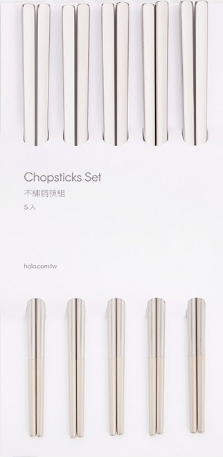 HOLA 和樂家居 316不鏽鋼筷 5件組, 5雙筷子, 霧銀, 1組