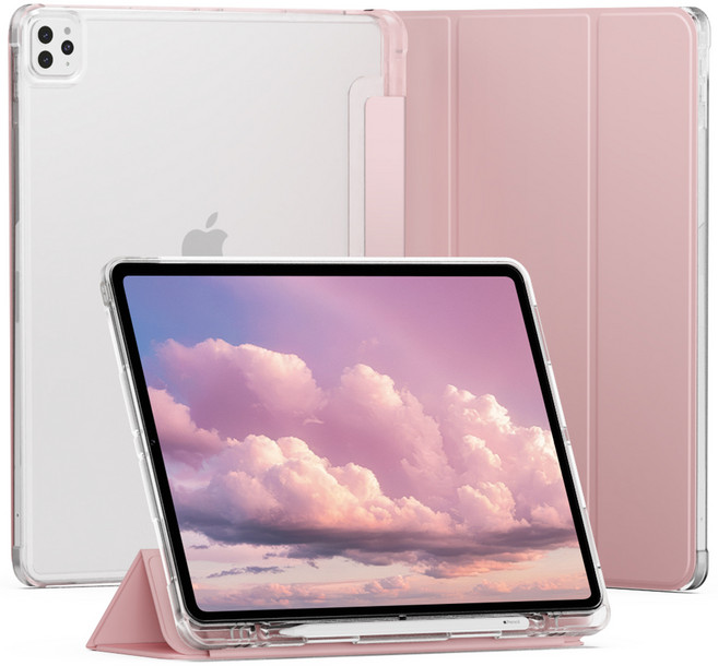 신지모루 클리어 애플펜슬 수납 태블릿PC 케이스, 핑크샌드, 1개