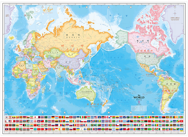 나우맵 한글영문표기 코팅 세계지도 국기 소형, 1개