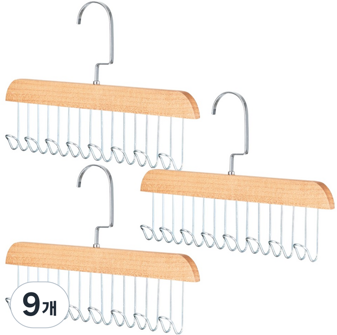 아케이바이 다용도 8구 우드 옷걸이, 9개, 혼합색상
