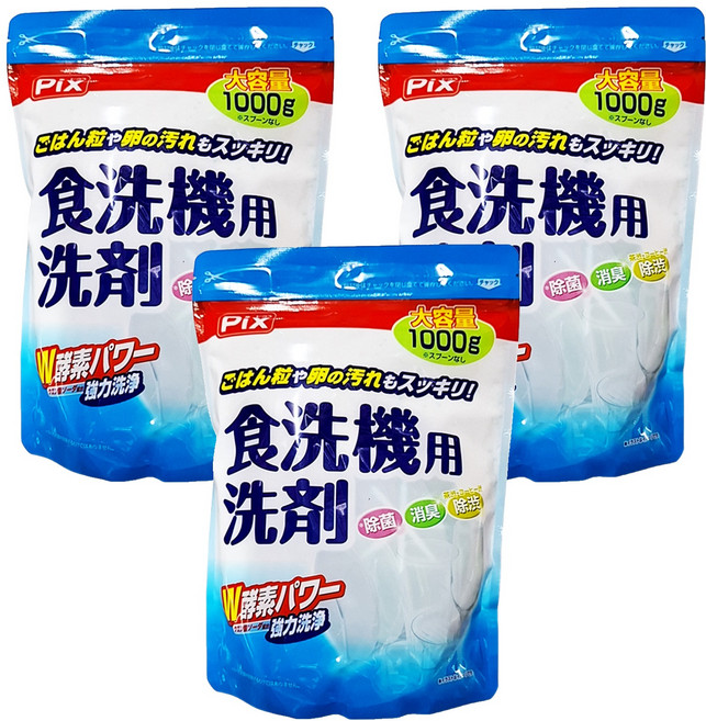Lion Chemical 獅子化學 Pix W酵素 洗碗機用洗劑, 1kg, 3包