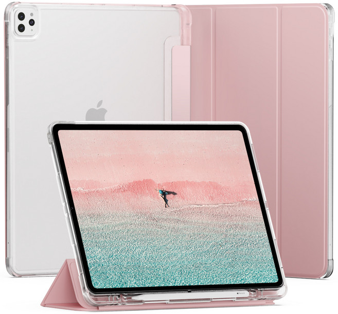 신지모루 클리어 애플펜슬 수납 아이패드 케이스, 핑크샌드, 1개
