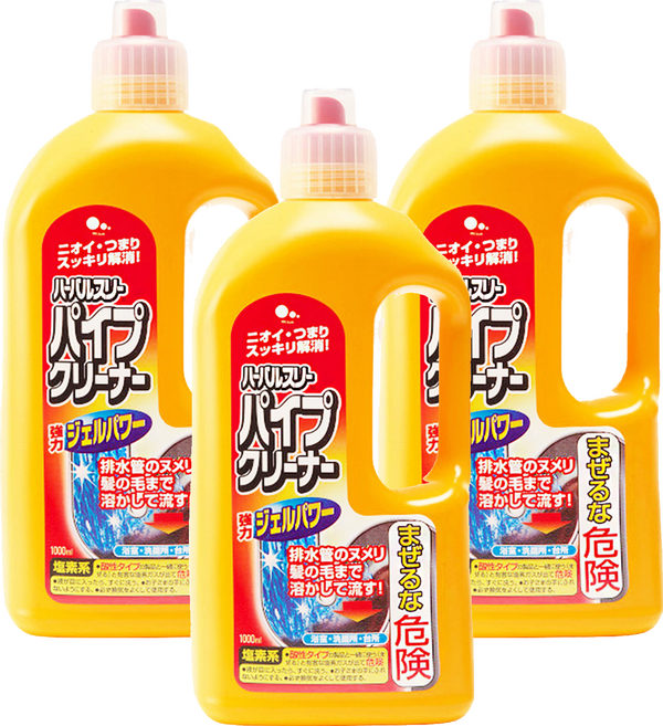 Mitsuei 水管疏通專用洗劑 適用於浴室、廚房、廁所管道 除菌消臭二合一 徹底溶解黏稠污垢 定期使用保養預防堵塞, 1L, 3瓶