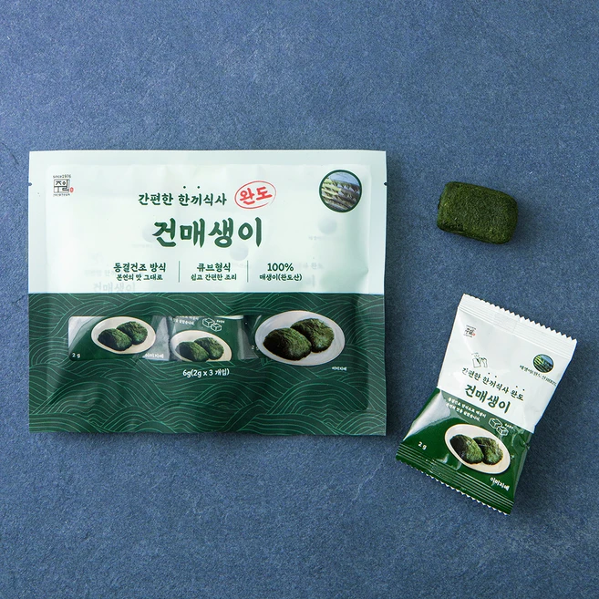 간편한 한끼식사 완도 건매생이, 2g, 3개 - 쿠팡