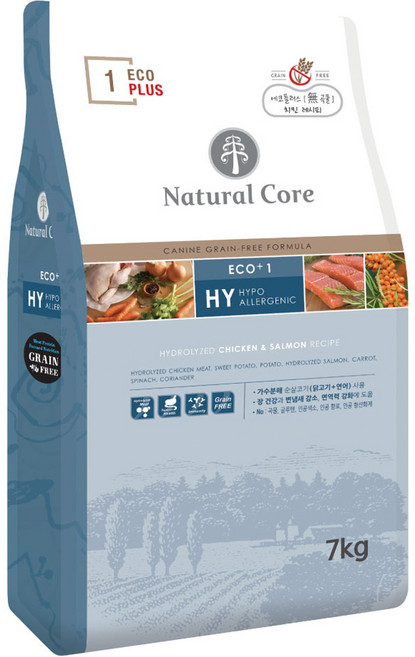 네츄럴코어 전연령 강아지 에코플러스1 건식사료, 닭+연어, 7kg, 1개
