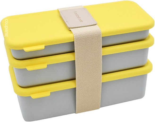 LocknLock 樂扣樂扣 DosiLock系列 3層便當盒4件組, 黃色, 1組