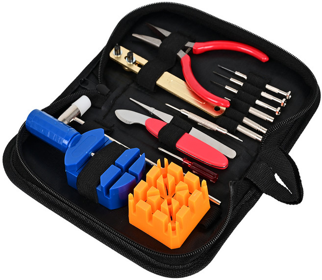 코멧 시계 수리 공구 세트 16종, 1세트, 드라이버 및 핀 7종 + 기타 공구 8종 + 보관 박스