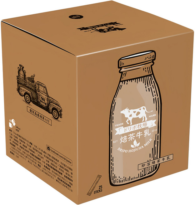dripo 焙茶牛乳即溶飲品, 16g, 25條, 1盒
