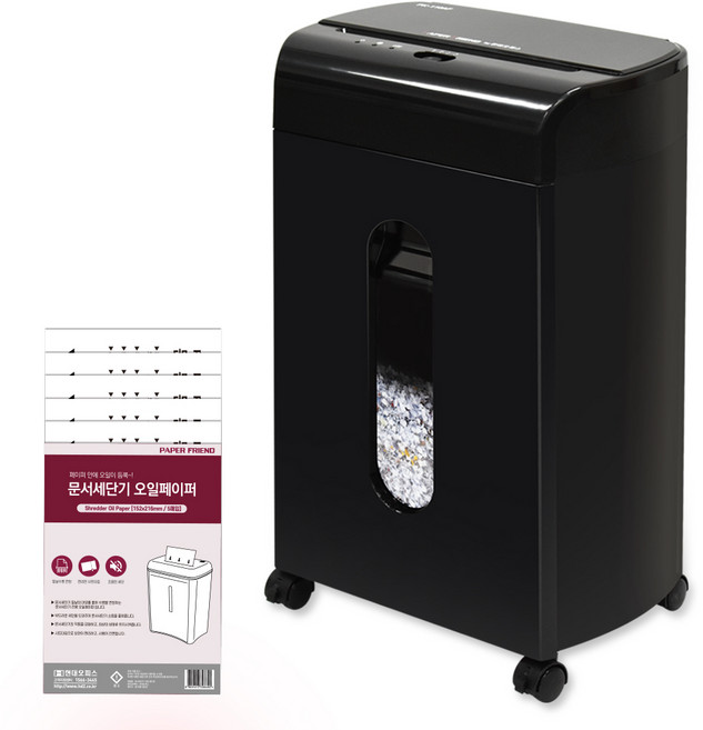 페이퍼프랜드 110매 자동급지 문서세단기 + 오일페이퍼, PK-110AF, 블랙