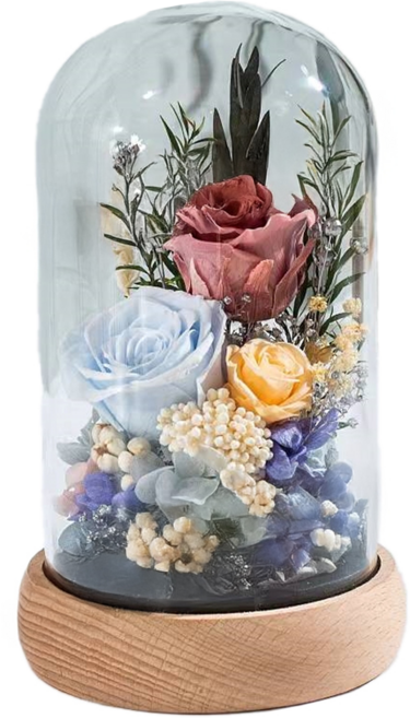 永生花 直徑 13 x 高 20cm, 粉藍色, 1個