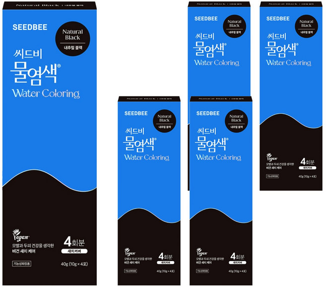 씨드비 프리미엄 시즌2 물 염색제 4p, 내추럴블랙, 5개