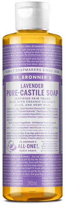 닥터브로너스 페이스 앤 바디 퓨어 캐스틸 솝 바디워시 라벤더, 240ml, 1개 - 쿠팡