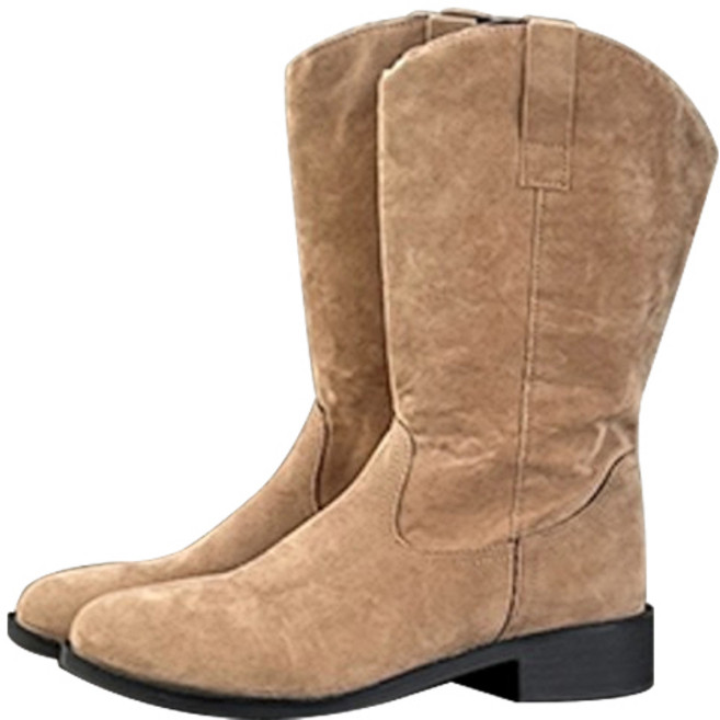 라블 통 큰 스웨이드풍 미들 부츠