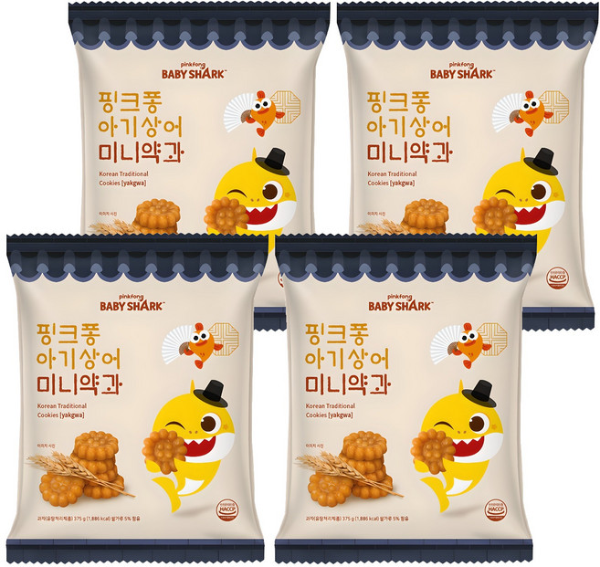 핑크퐁 아기상어 미니약과, 375g, 4개