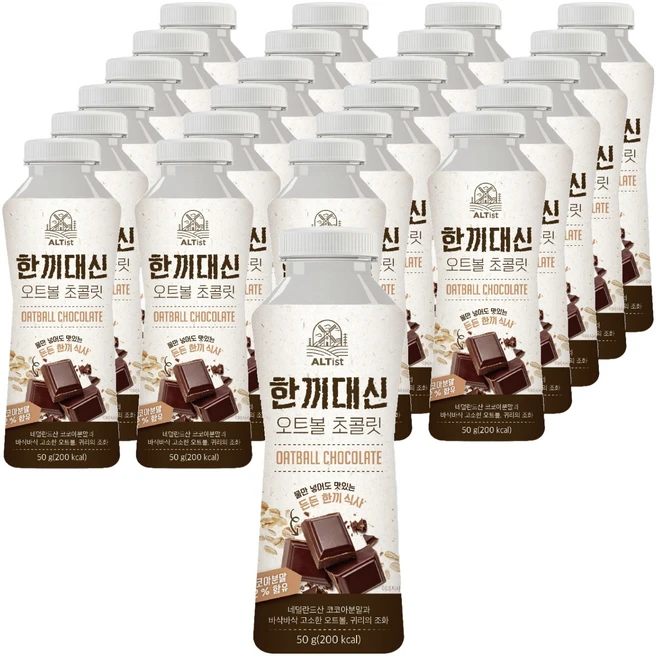 알티스트 한끼대신 오트볼 초콜릿 쉐이크, 50g, 24개 - 쿠팡