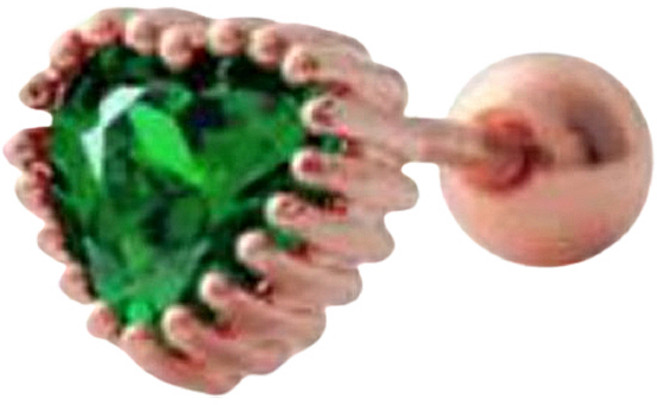 미니아트 여성용 탄생석 컬러 14K 골드핀 피어싱 하트 한쪽 RS563