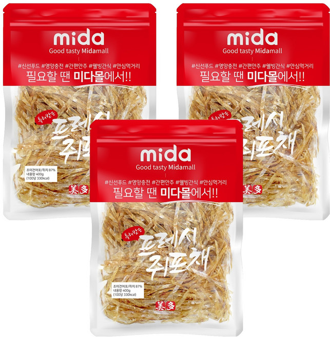 미다몰 특허받은 프레시 쥐포채, 400g, 3개