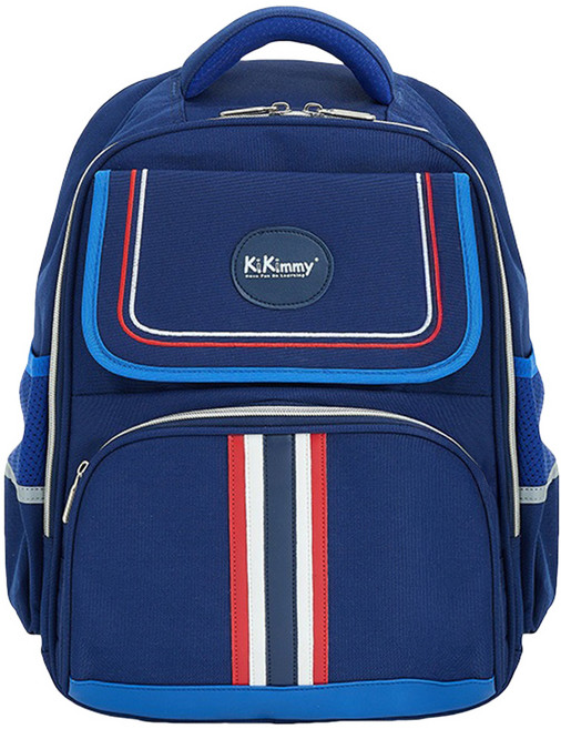 KiKimmy 多功能減壓護脊兒童輕量書包 英倫深藍 透氣背墊 防水材質 多層收納