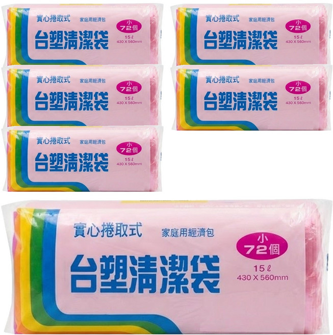 台塑 實心捲取式清潔袋, 6捲, 15L
