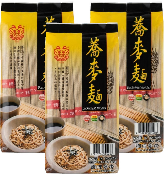龍口 蕎麥麵 全素, 400g, 3包
