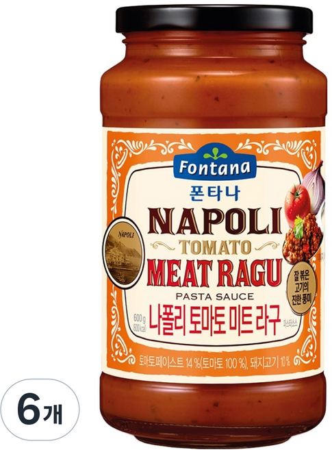 폰타나 나폴리 미트 라구 파스타소스, 6개, 600g