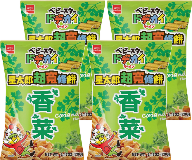 OYATSU BABY STAR 星太郎超寬條餅 香菜口味, 70g, 4包