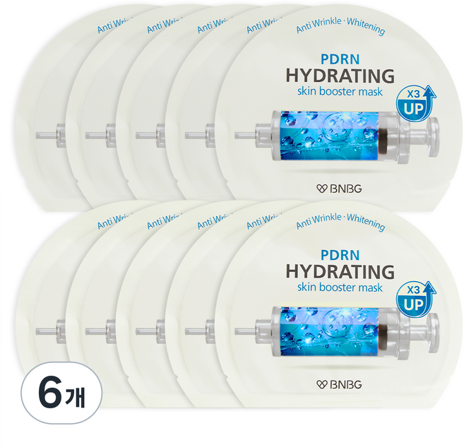 비앤비지 스킨부스터 PDRN 하이드레이팅 마스크팩, 6개, 10개입