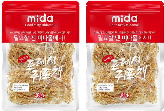 미다몰 특허받은 프레시 쥐포채, 400g, 2개