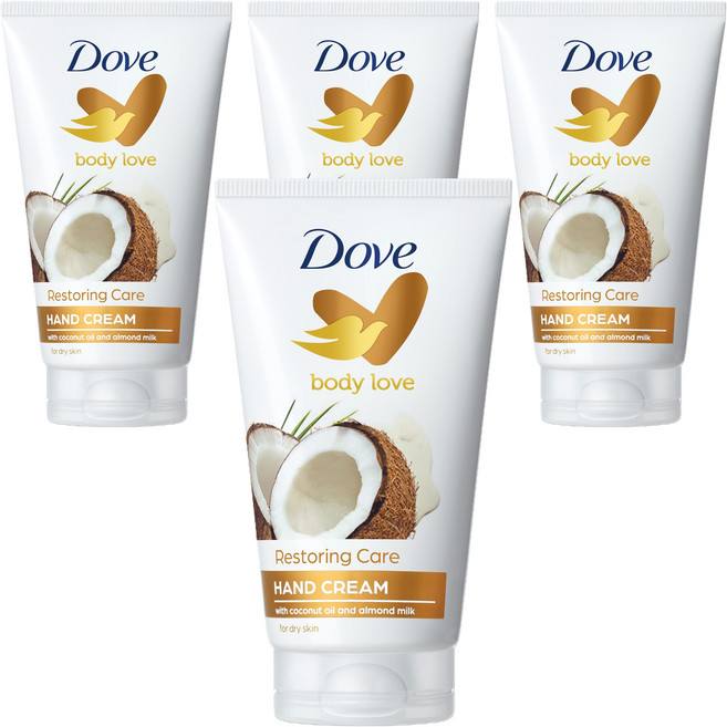 도브 바디러브 리스토어링 케어 핸드크림 코코넛 밀크 향, 75ml, 4개