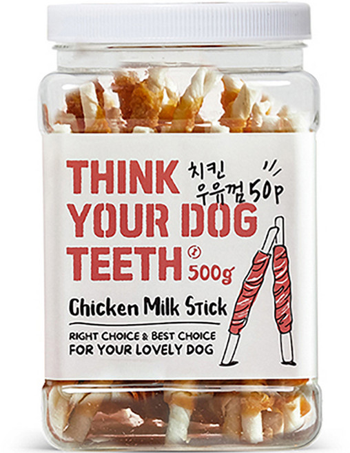 띵크유어도그티 강아지 딩고껌 대용량, 치킨 스틱, 500g, 1개