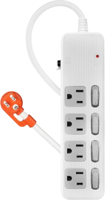 PowerSync 群加 4開4插防雷擊抗搖擺延長線 3孔 TPS344AN9018, 1.8m, 白色, 1條