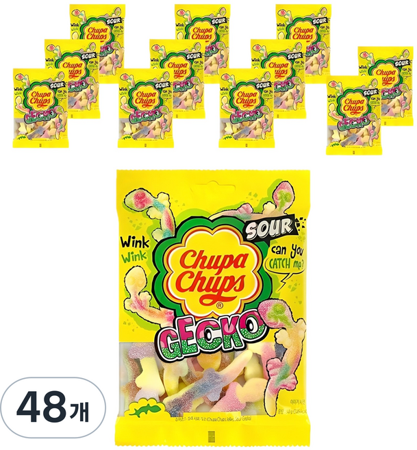 츄파춥스 사워 게코 젤리, 90g, 48개