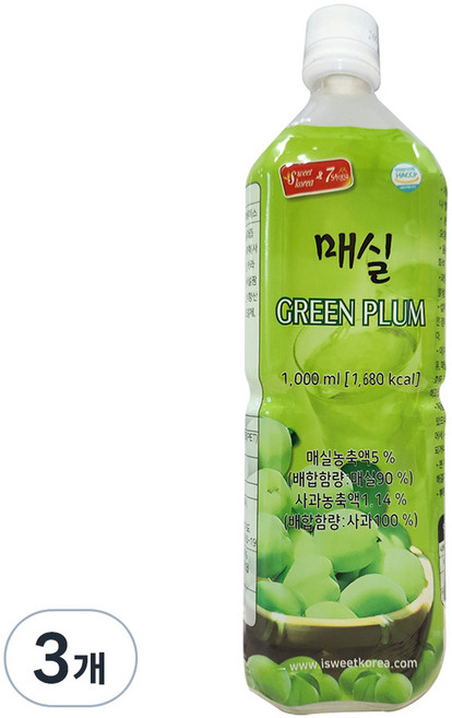 스위트코리아 매실 액상, 1L, 3개