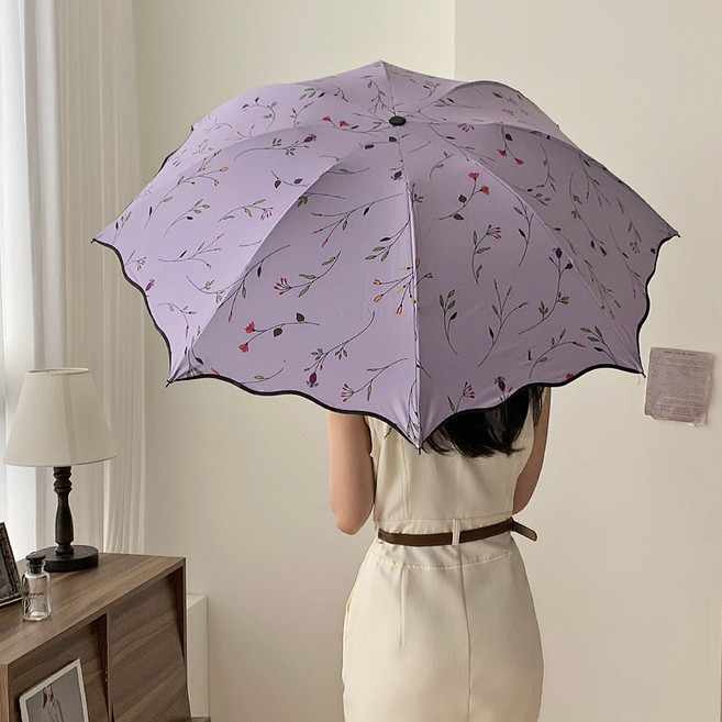 깨비다 웨이브 플라워 꽃무늬 우양산