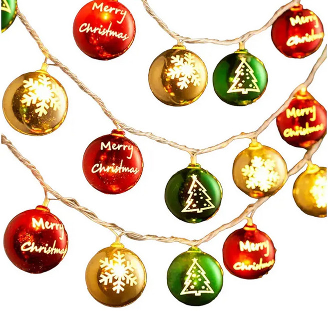 聖誕佈置燈串 電鍍圓球 3m, 暖白, 1組