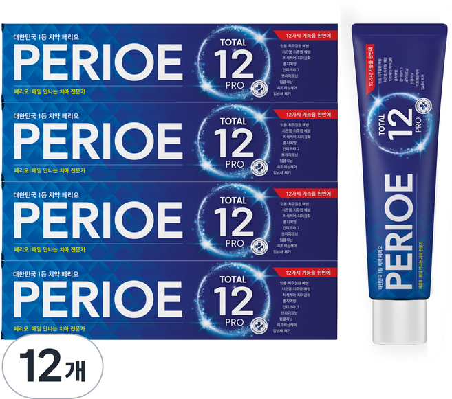 페리오 프로 토탈 12 불소치약, 185g, 12개